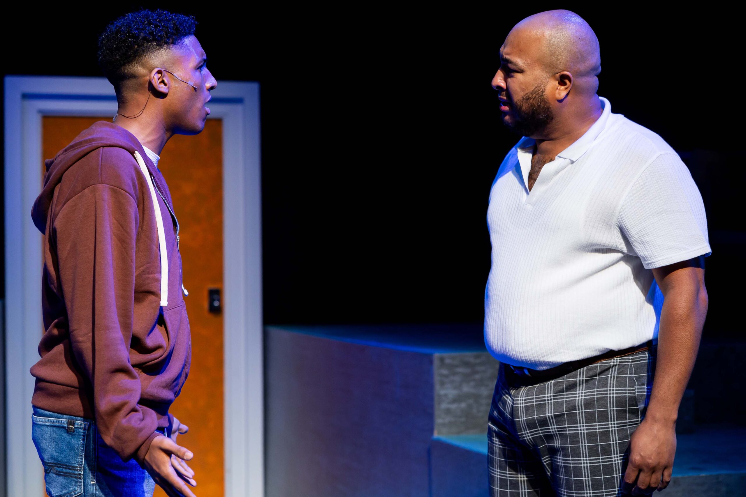 Diego Cintrón and Anthony Pires, Jr. in Central Square Theater and Front Porch Arts Collective's production of "next to normal". Photo: Maggie Hall.